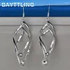 Dingle örhängen 925 sterling silver delikat 50 mm tvinnade par pärlor droppe för kvinnor mode bröllop fest par gåvor smycken