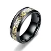 Lyx 8mm 9mm 10mm titanstål rostfritt stål Drakmönstrad ring fashionabla mensring för par designers design presenttillbehör