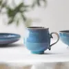 Cups Saucers Vintage Luxury Coffee Cup And Saucer Set Bone China Travel Aesthetic Blue Tazas Originales Original Breakfast