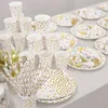 Cups jetables Paies 25pcs Party Outdoor Supplies Fashion Golden Point Modèle Papier de consommation pour les pique-niques pour manger des mariages