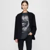 24 Spring New Niche Ab Black and White Totem Dragon Print Wasé Stirne T-shirt à manches courtes en détresse Stirned en détresse