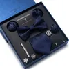 Boyun kravat seti karışımı renkler 2021 yeni stil ipek klasik düğün hediye kravat cep kareleri set kravat kutusu siyah takım elbise aksesuarları katı erkekler