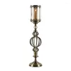Candle Holders Metal Stand Wrot Iron Glass Gold Romantic Candlestick Luxury Dinner Table Atmosphere Copper Figurine Porta Candela