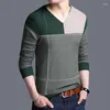 Pulls masculins Vêtements lisses pulants en tricot tricot en laine masculine verte épisure en V coule décontractée élégants cavaliers chauds grandes tricots de grande taille