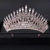 Silver Crystal Queen Grand Crown Headpiece Water Diamond Wedding Headpice Womens Ball Ball Crown Bride Hair Accessoires Bijoux 240430