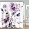 Shower Curtains Watercolor Pink Purple Floral Curtain Greens Botanical Butterfly Farm Modern Spring Vine Polyester Bathroom Decor