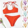 Women's Swimwear Women Solid Tankini Bottoms 2024 Bather Swimming Bathing Suit Sexy Chest Pad Micro Bikinis Set Holiday