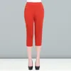 Frauenhose hohe Taille für Frauen mittleren Alters Slim Fit Hosen mit Taschen mit fester Farbe dünne Leggings Streetwear