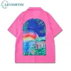 Streetwear Shorts Tracksuit for Men Harajuku Oversized Shirts Short Sets Pink Hawaiian Holiday Casual 2 Pieces Outfits Unisex 240510