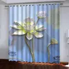 Curtain 3D Printed Botanical Embossed Lotus Shading Window For Children'S Living Room Bedroom Kicthen Door Hall Home Decor