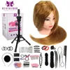 Mannequin Heads Wig Doll Human Model Head With Hair Blonde Brown Practice Curly Salon Training Tative Stand 80% Realistic Q240510