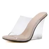 Slippare Sexiga PVC Transparenta Crystal Wedges Women's 2024 Summer High Heels Sandaler Slides Peep Toe Ladies Shoes Slip-On Kvinnor