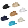 Berets Hollow Out Hand Mated Prew Taving Cowgirl Hat Novelty Cowboy Summer Beach Western Fancy Doids Accessoire