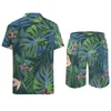 Herren Tracksuits Tropical Leaf Men Sets Pink Blumendruck Casual Shorts Sommer Hawaii Beach Shirt Set Kurzarm Grafik Plus Größe Anzug
