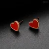 Orecchini per borchie coreana semplice cuore rosso dolce per donne temperamento versatile guscio in acciaio inossidabile gioielli per le orecchie femminile