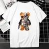 T-shirt femminile 2023 Tshirt da stampa robot creativa per orsacchiotto cool robot graphic strtwear da donna uomo casual oversize t hip hop grunge t personalizzato t240510