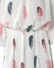 Casual Dresses Sweet Girl's Summer Temperament Pending Women's Fashion Clothes Feather Print Off Shoulder Bell Sleeve Dress