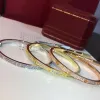 2024Womens Armband Gold Drehmoment Knochenmängel Doppelreihe Diamant Luxusschmuck Breite 5 mm verstecktes Inlay -Prozess hohe, fade resistente Armbänder Designer für Frauen Bijoux