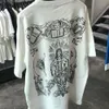 Cotton Casual Kurzärmer T-Shirt Herren handbemalte Jungfrau Maria College Style Little Angel Trendy Marke Lose und vielseitig 240511