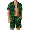 Herren Tracksuits Tropical Leaf Men Sets Pink Blumendruck Casual Shorts Sommer Hawaii Beach Shirt Set Kurzarm Grafik Plus Größe Anzug