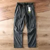 Outdoor windproof and waterproof spring and autumn men's thin soft shell pants straight tube casual pants multi bag cargo pants liu2023