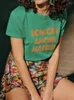 T-shirts de femme t-shirts T-shirt imprimé femme été 2024 Green Coton Round cou à manches courtes Tee Femme Vintage Casual Tshirt Top Lady