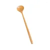 Spoons 5pcs Of Household Kitchen Restaurant Items Long-Handled Rounded Wooden Stylish Durable For Eating Cooking And Soups Use