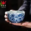 Ensembles de ferware Zhongjia Kiln Ceramic Cup Jingdezhen Chai Blue et White Personnage Drawn Child Huit Square Tea Master