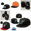 Marlins- Le lettre de baseball Caps Baseball Men / femmes Sports Hip Hop Brand Sun Sun Bone Gorras Casquette pas cher Full Fermed Fitted Hats