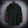 Herren Hoodie Sweatshirt Casual Black Hoodies Tops Techwear Hip Hop Harajuku Patchwork Japanische Streetwear Männer mit Streamern Top 240426