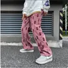 2024 Gotische schedel Volledige afdruk Casual Drawing Baggy Men Tracksuitbroek Corduroy rechte trainingsbroek Mannelijke hiphop lange broek