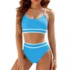 Dames badkleding badkledingpak met hoge taille bikini sets sportief tweedelig zwempak kleurblok zwempakken voor dames shorts