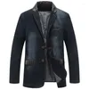 Abiti da uomo giacche taglie forti in denim in outwear primaverilo autunno abbigliamento maschio blazer jeans patchwork in pelle slim fit coat my190