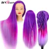 Mannequin Heads Beauty Human Model Doll Kopf mit Regenbogenfarben Haare zum Weben von Styling -Training Salon Display Q240510