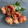 Dekorativa blommor Silk Artificial Rose Bouquet Wedding Bride Simulation Bedroom balkong Decoration Red Pink Roses Buquets Fake Flower