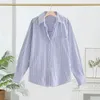 Blouses pour femmes chemise d'été Blouse d'été cardigan à imprimé rayé élégant pour les vêtements de bureau avec collier de remin-down long printemps