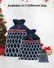 Dekoracje świąteczne granatowe w paski w paski torby na cukierki torby na prezent Santa Home Party Navidad Xmas Linen Packing