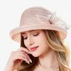 Geniş Memlu Şapkalar Kadın Güneş Elegant Bayanlar Buck Hat Düğün Partisi Yaz Plaj Kapakları Çiçek Fedora