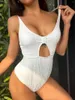 Swimwear Women 2024 Fashion Femmes Bikini Couleur solide Swimsuit Sexy Sexy One-Piece Spring