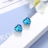 Boucles d'oreilles 925 argent sterling 1 carat coeur du coeur du diamant pour les femmes de mariage scintillant finement cadeau de bijoux