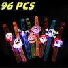 Piscando 96pcs LED Light Christmas/Halloween Up Skeleton Bat Pumpkin Halloween Bracelet Party Decoration 918