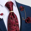 Zestaw krawata na szyję luksry krawat czerwony paisley czarne męskie krawat