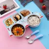 Storage Bottles Easy To Clean Children Dishes 304 Stainless Steel Children's Dinner Plate Removable Anti-skid Design Kids Feeding Bowls