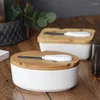 Assiettes Jialicmj Ceramic Butter Plate Cheese Creat Creative with Knife Cover Cover Cake Dessert