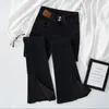 Jeans pour femmes streetwear élastique en denim pantalon femmes hautes taille vintage divisé coréen borne inférieur printemps