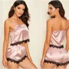 Lingerie erótica de venda quente, suspensório feminino sexy, pijama de seda anti -gelo