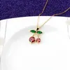 Colliers de pendentif mode coréen style rouge cerise pendentif micro-set zircon collier de fruits mignon tempérament de la personnalité de cerise
