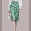 Work Dresses Fashion Office Two Piece Suit For Women Chic Lace Beading Stand Collar White Blouse Shirt Top Flower Print Pencil Skirt Set