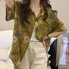 여성용 블라우스 셔츠 여성 매력적인 성미 캐주얼 학생들 ins all-match floral chic streetwear 빈티지 느슨한 핏 핏 harajuku