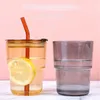 Mokken 2024 Nieuwste mode -woning en kantoor strawglas water watersap sap cilindrische rechte drink anti -schurken mok koffie